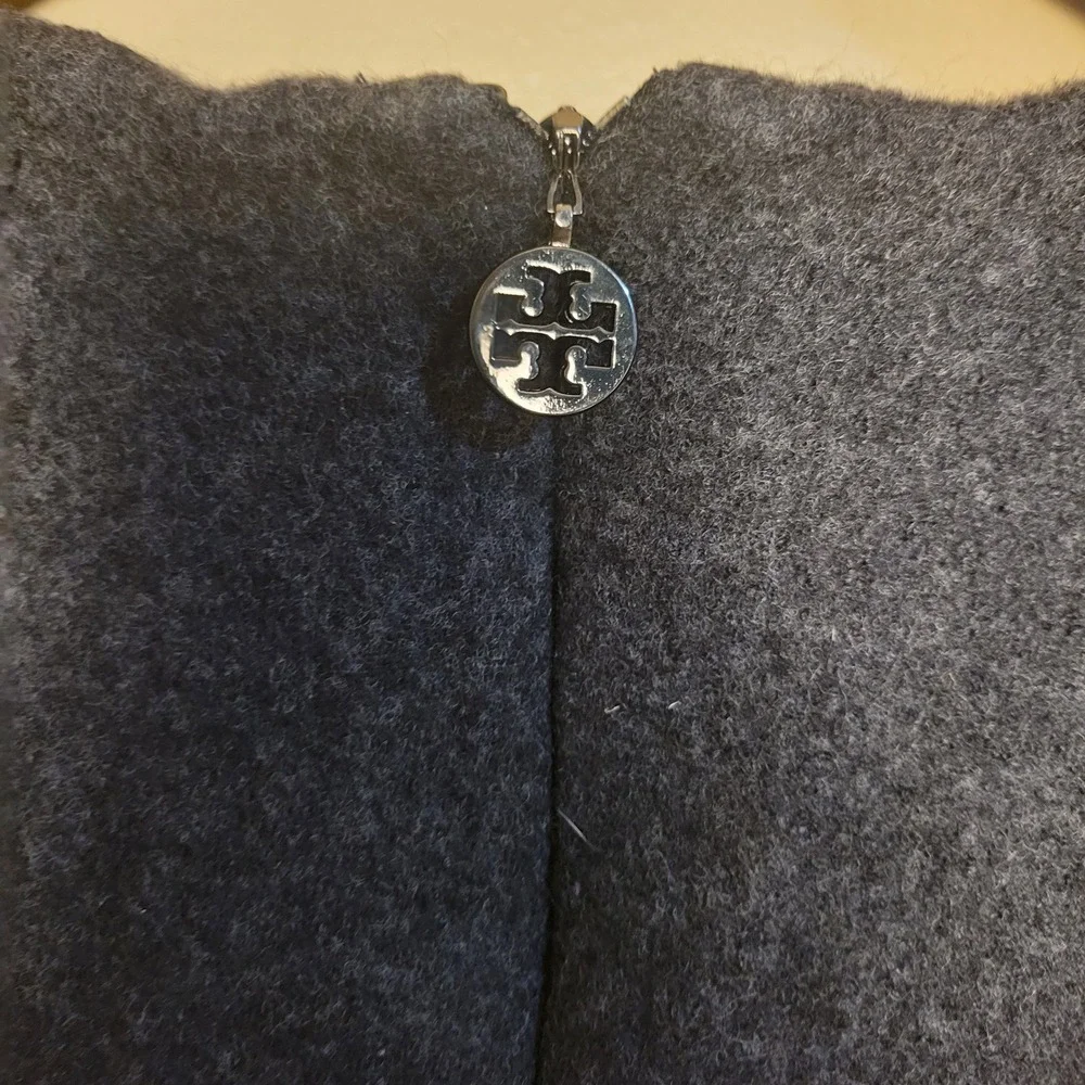 Tory Burch Wool Silk Layered Hem Dress XS Grey Sequin Embellished Excellent